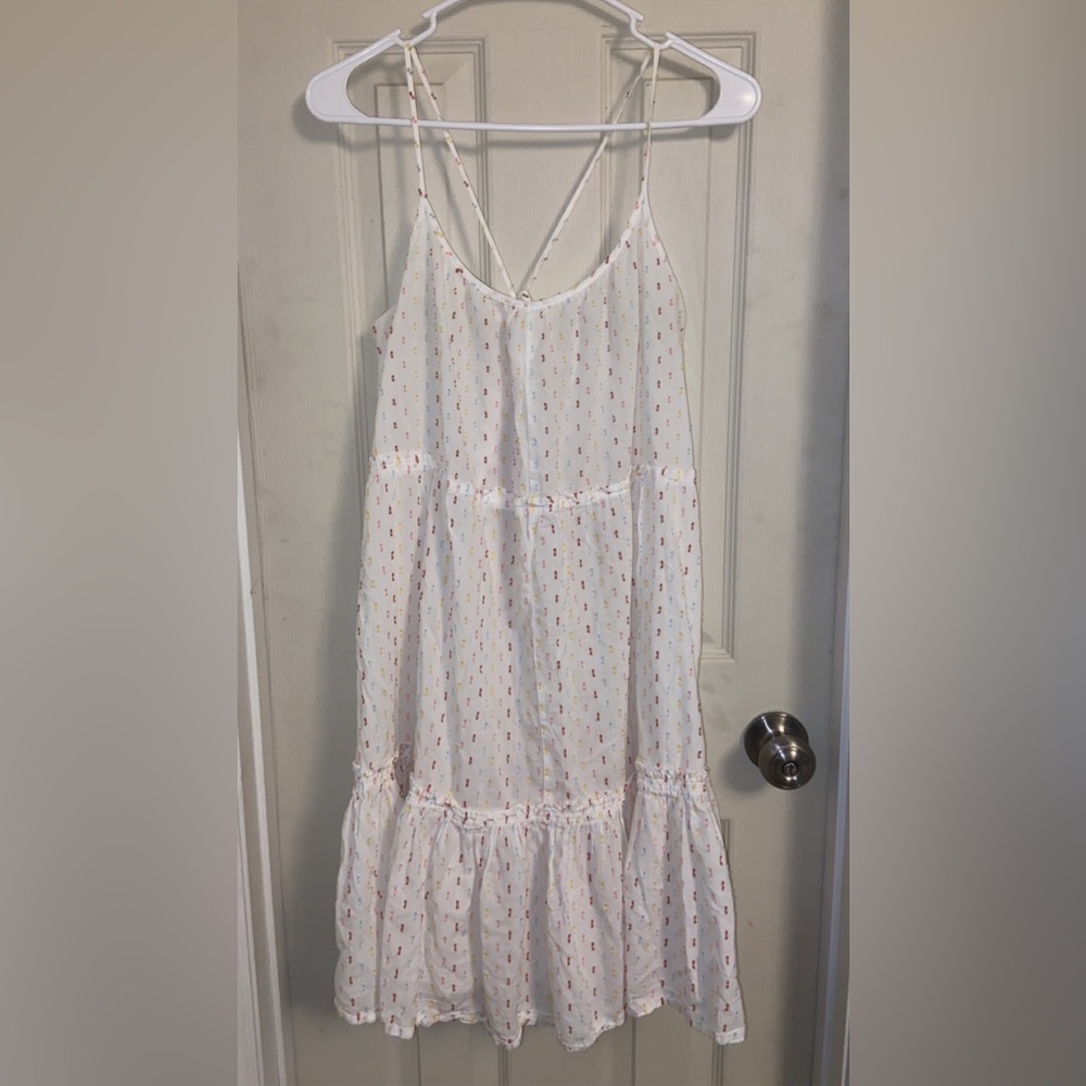 White and multicolored dot dress